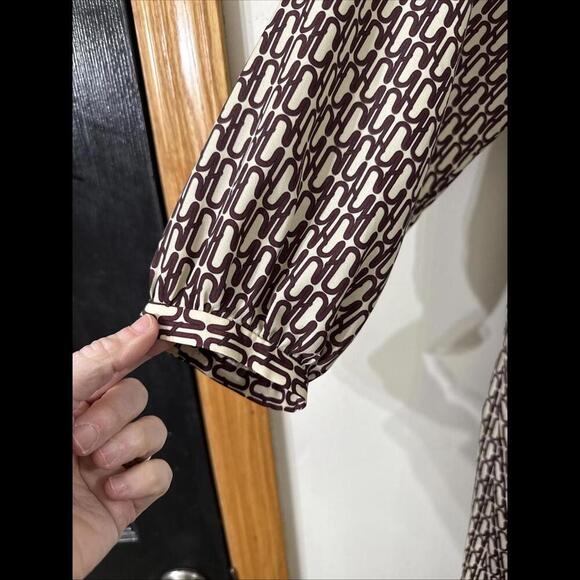 ZARA Brown Chain Geo Print Casual Popover Midi Dress Womens Sz M Laganlo… - Picture 3 of 6